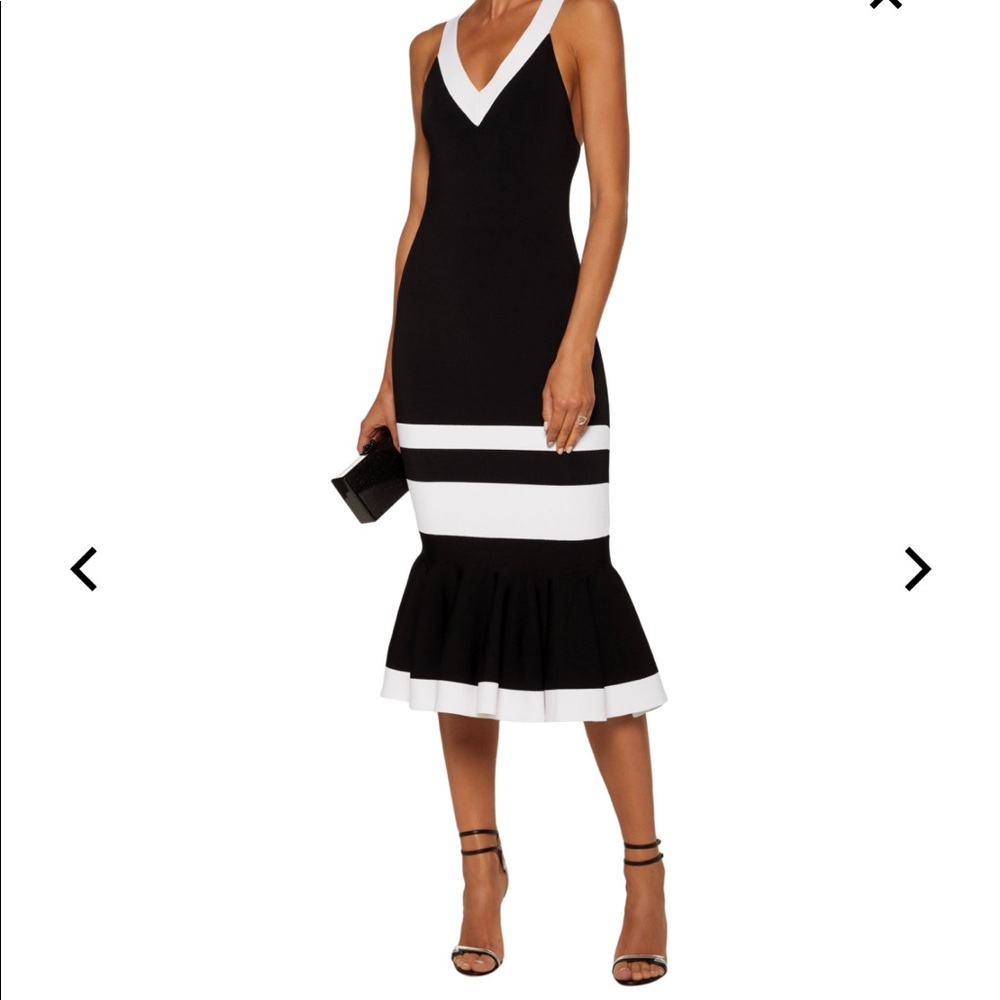 Jonathan Simkhai Black and White Fluted Dress
